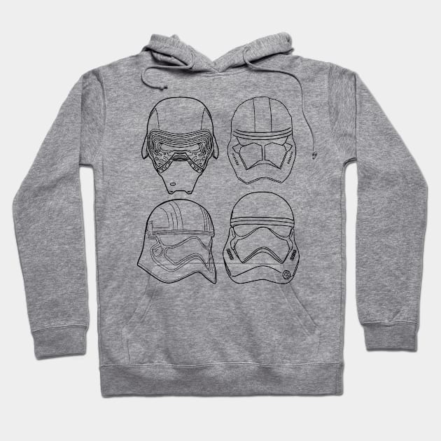 Line Art Series First Order Helmets Hoodie by fiatluxillust